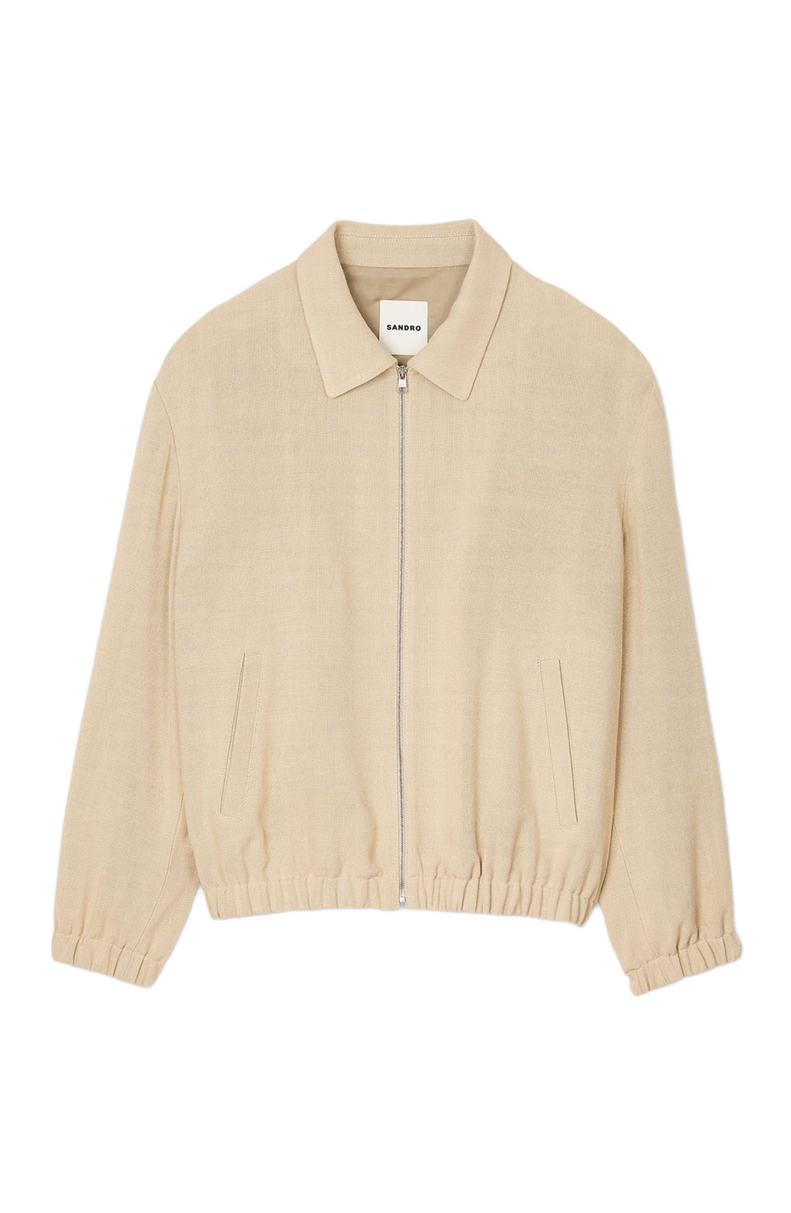 SANDRO Zip-up jacket in Oats at Nordstrom - 6