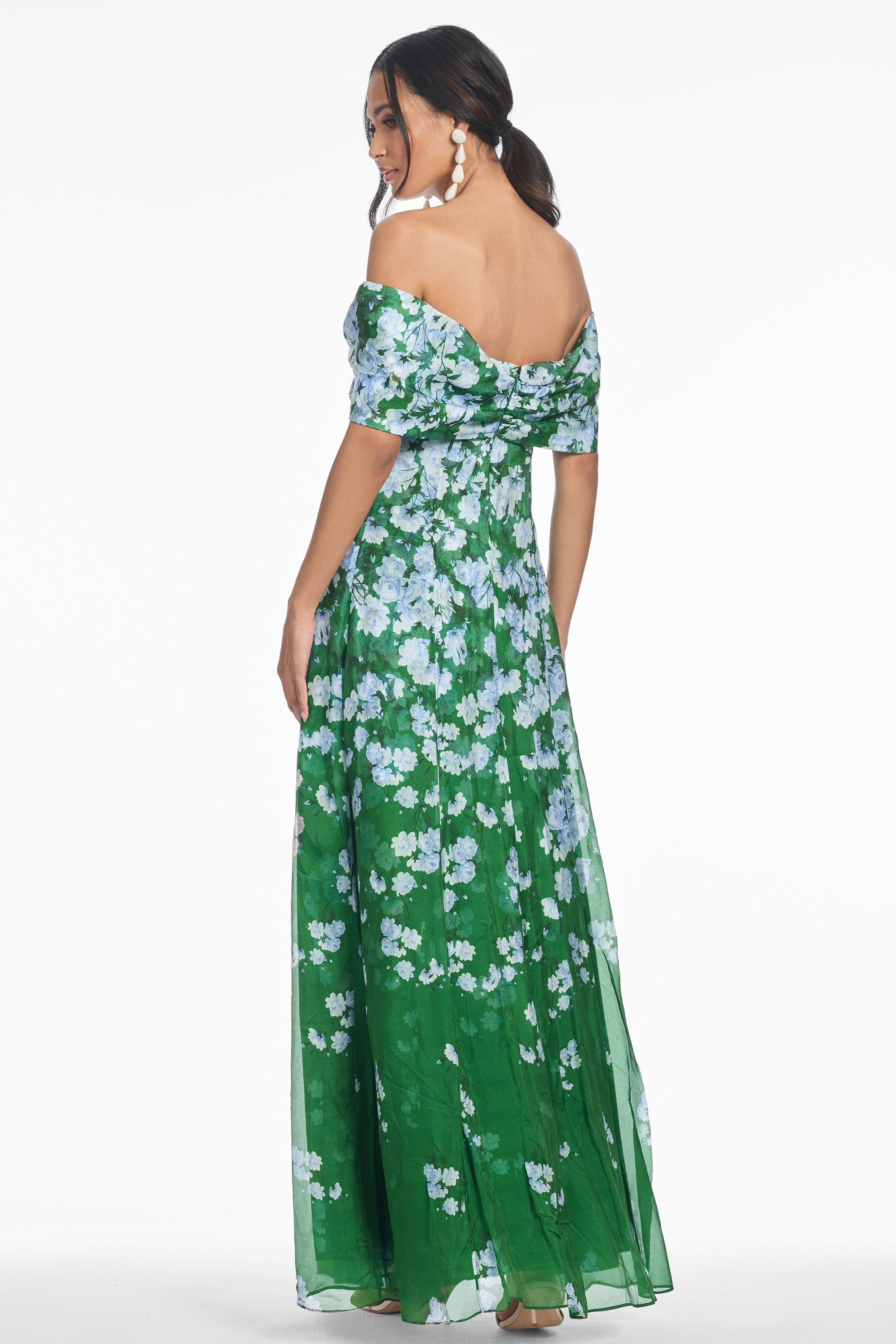 KENNEDY GOWN - KELLY GREEN DEGRADE FLORALS - 3