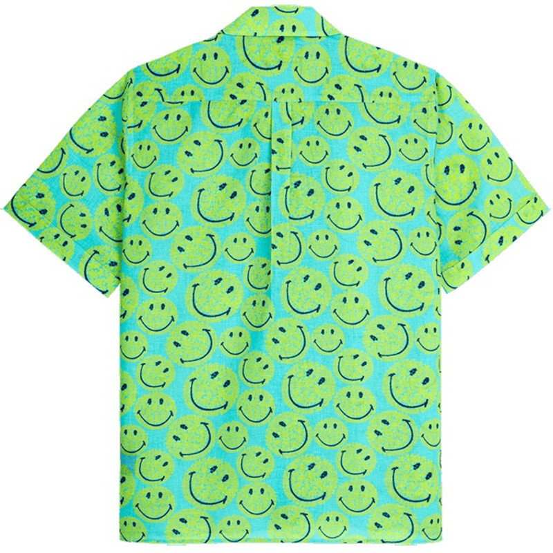 Vilebrequin Men Bowling Shirt Linen and Cotton Turtles Smiley - Vilebrequin x Smiley® outlook