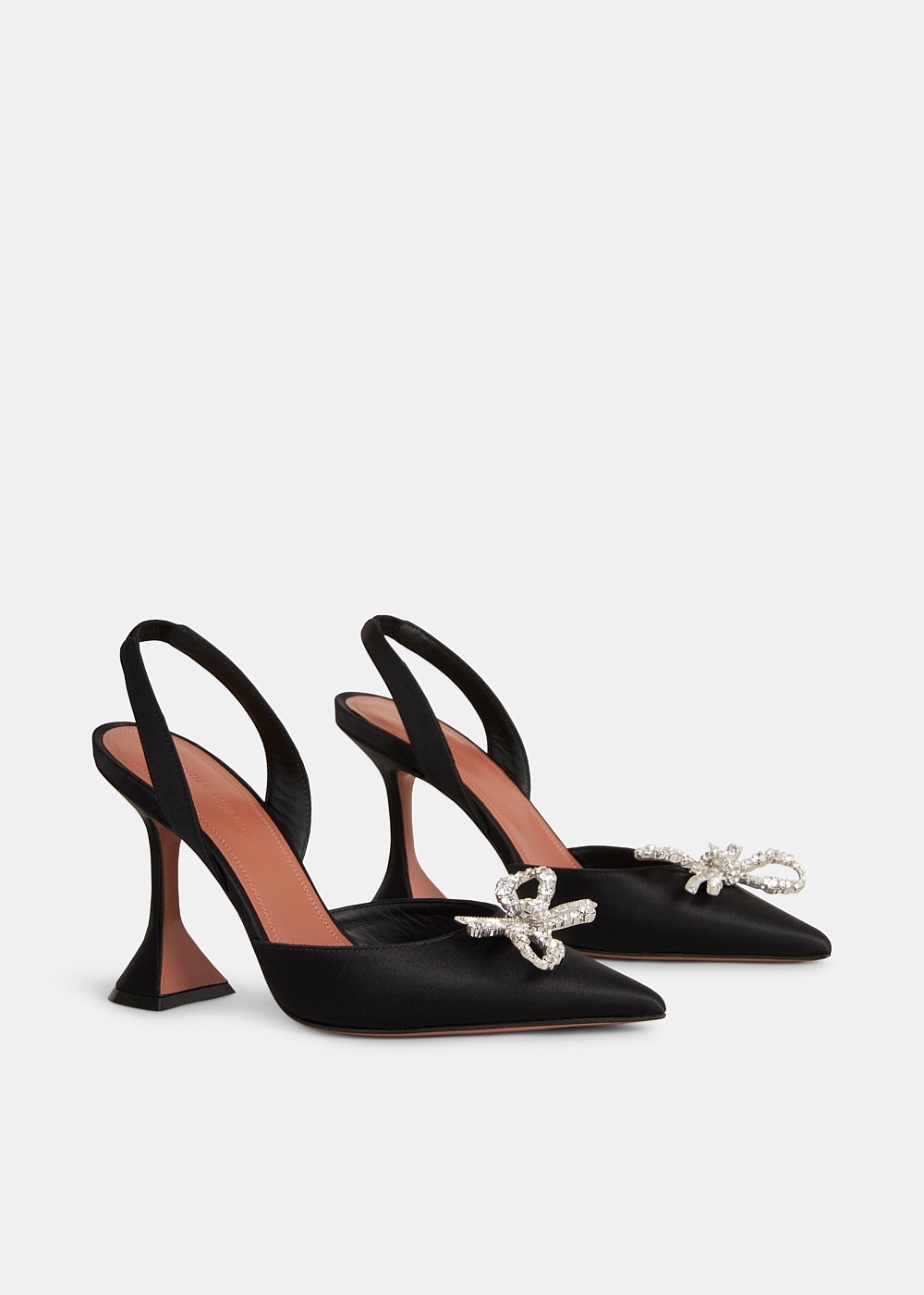 Black Satin Rosie Slingback Heels - 2