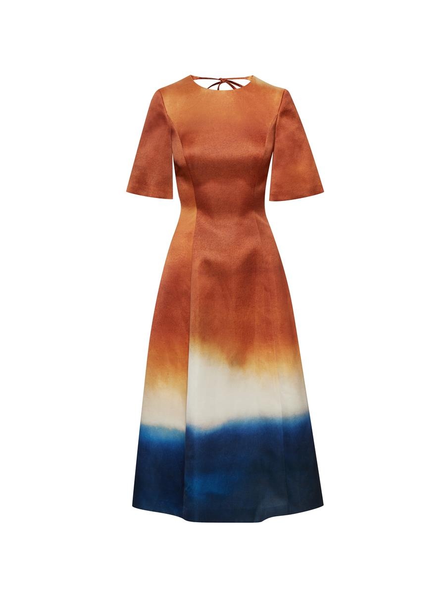 ABSTRACT OMBRÉ SATIN DRESS - 5