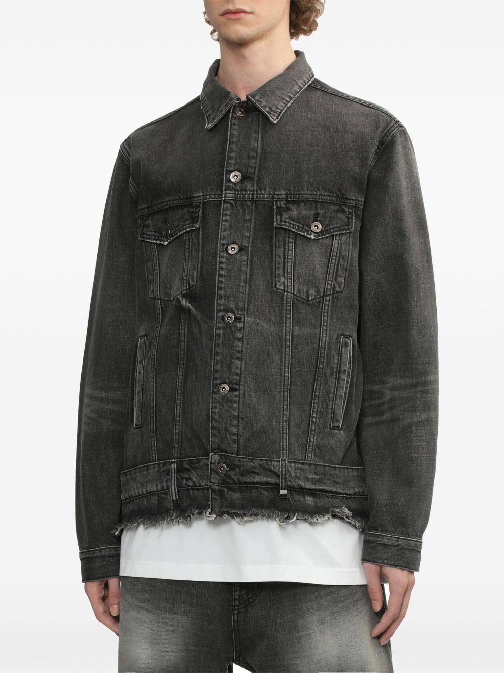 belted denim jacket - 3