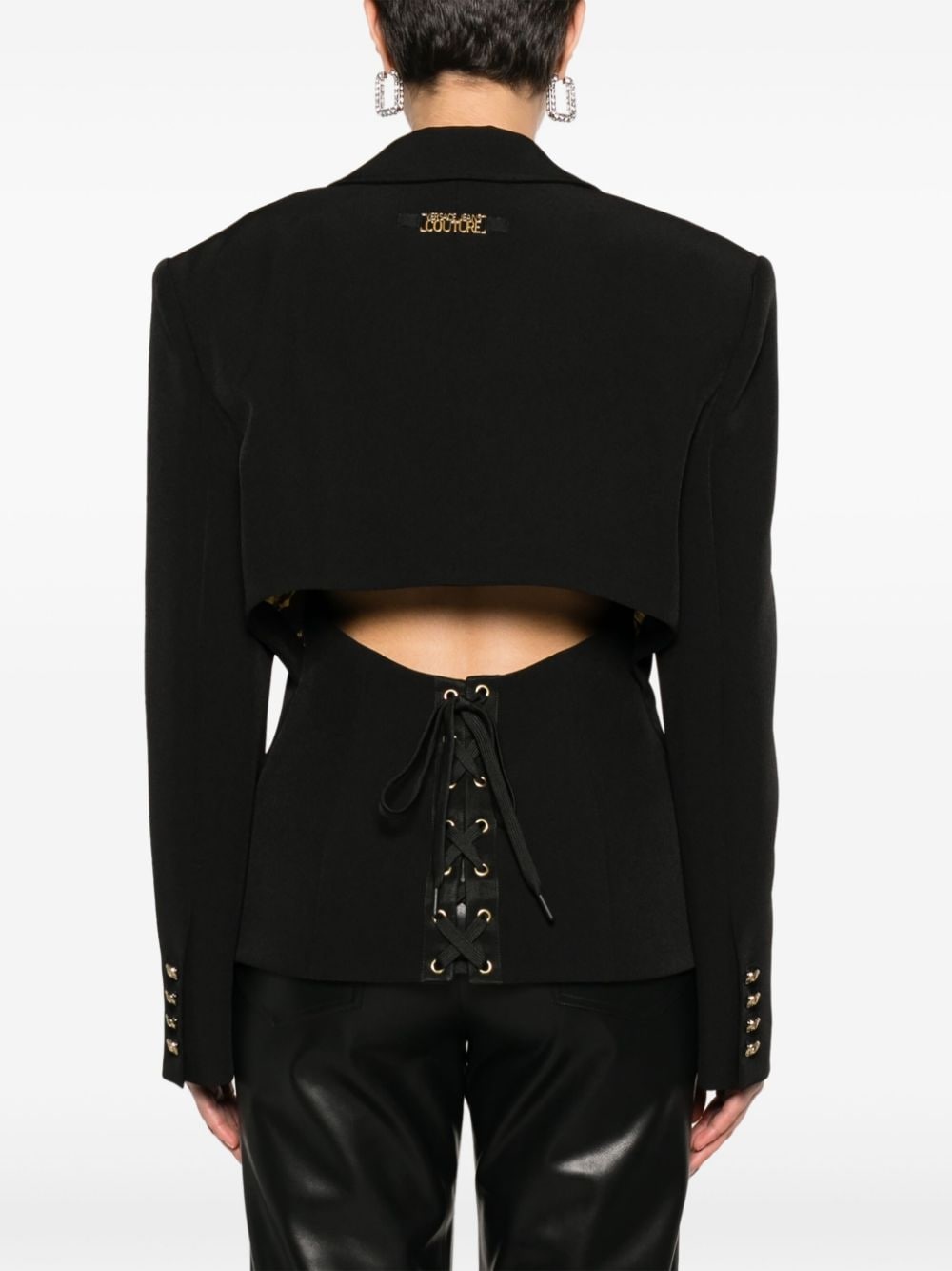 lace-up single-breasted blazer - 4