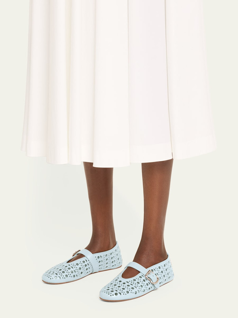 Alaïa Vienne Perforated Suede Buckle Ballerina Flats outlook