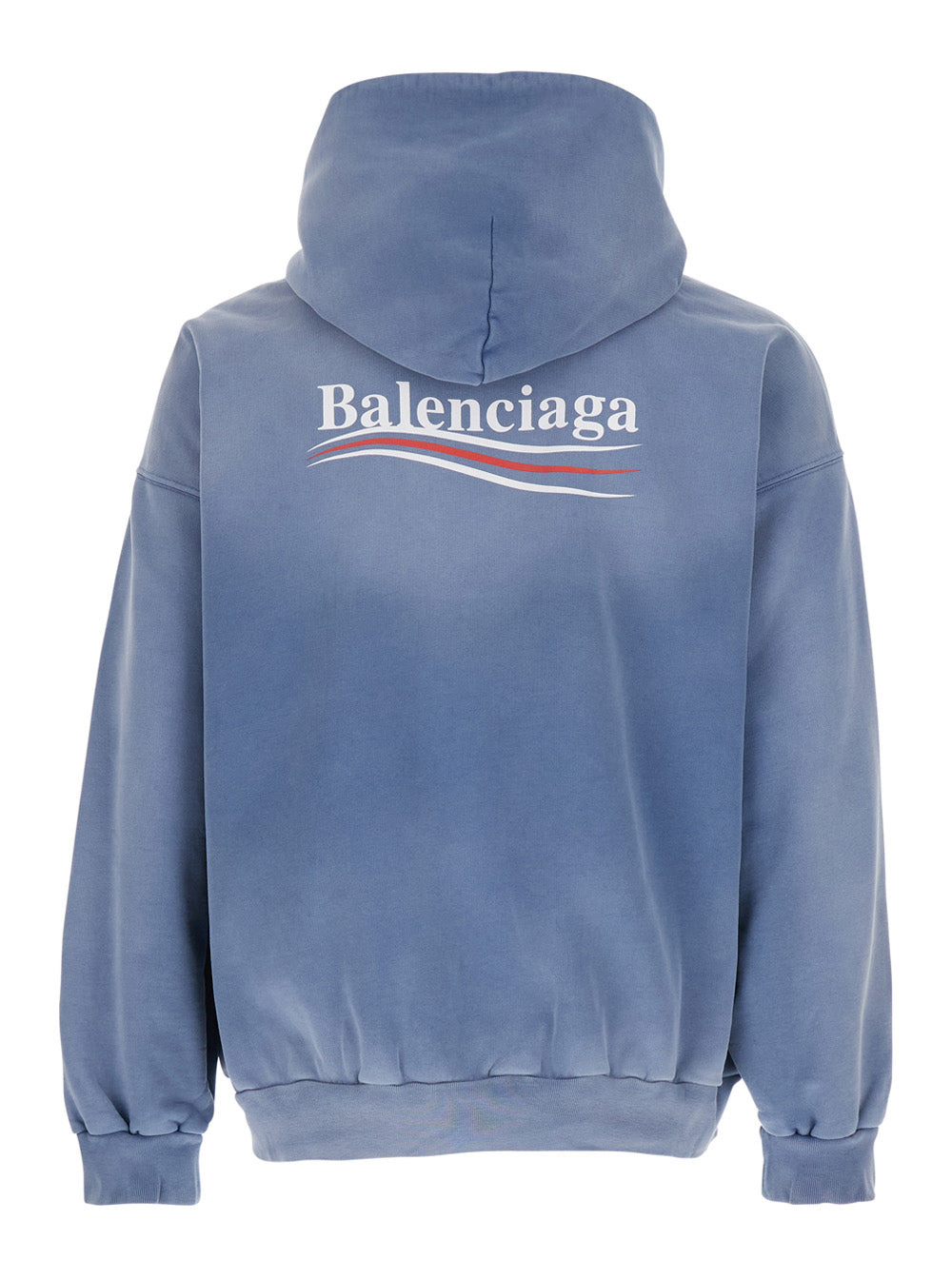 Balenciaga Men Blue Hoodie With Logo Print On Front And Rear In Cotton Man - 2