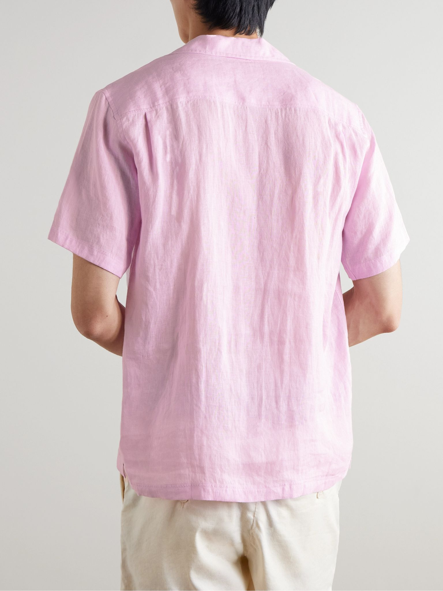Maitan II Camp-Collar Linen Shirt Pink - 3