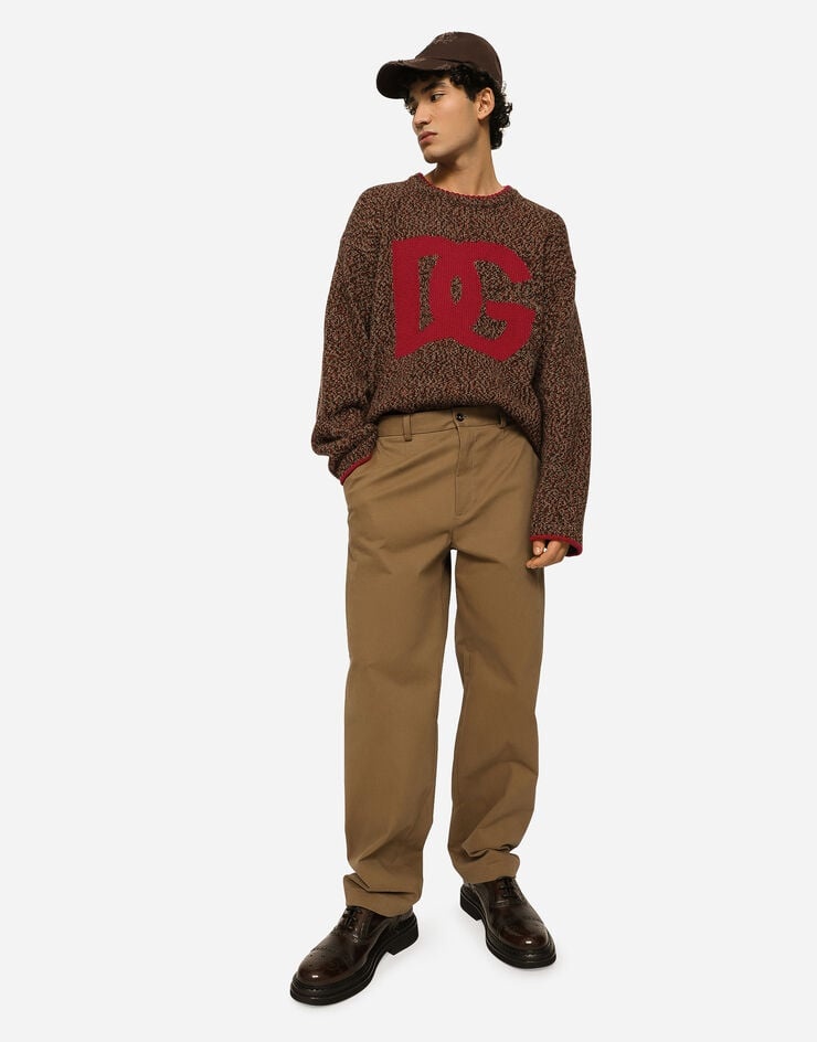 Stretch drill pants with logo label - 5
