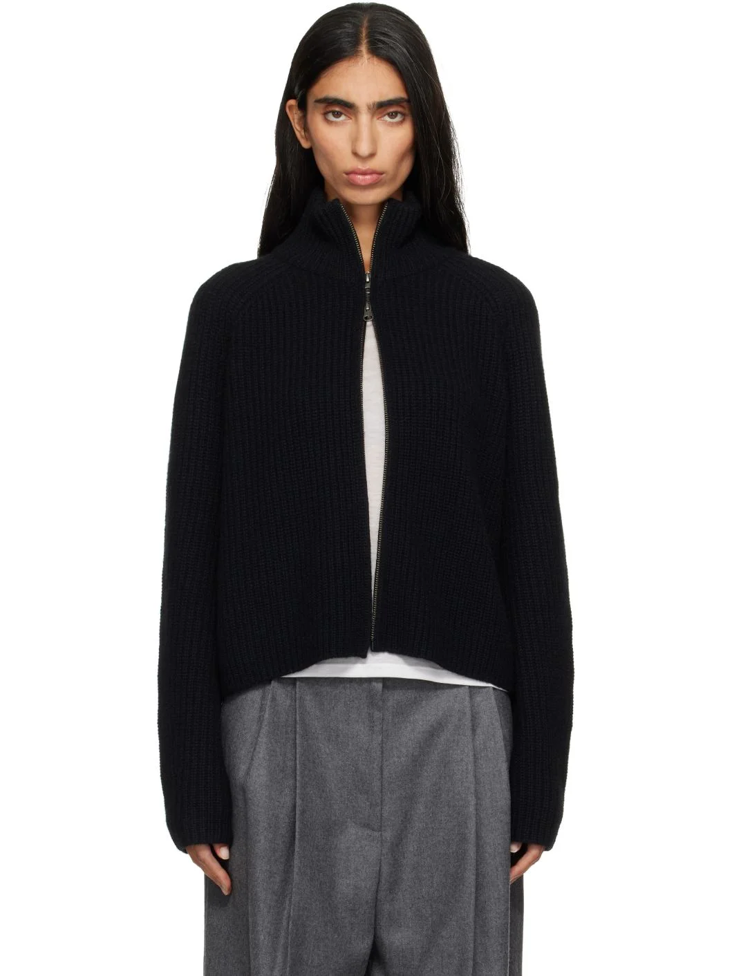 Black Sadie Zip Sweater - 1