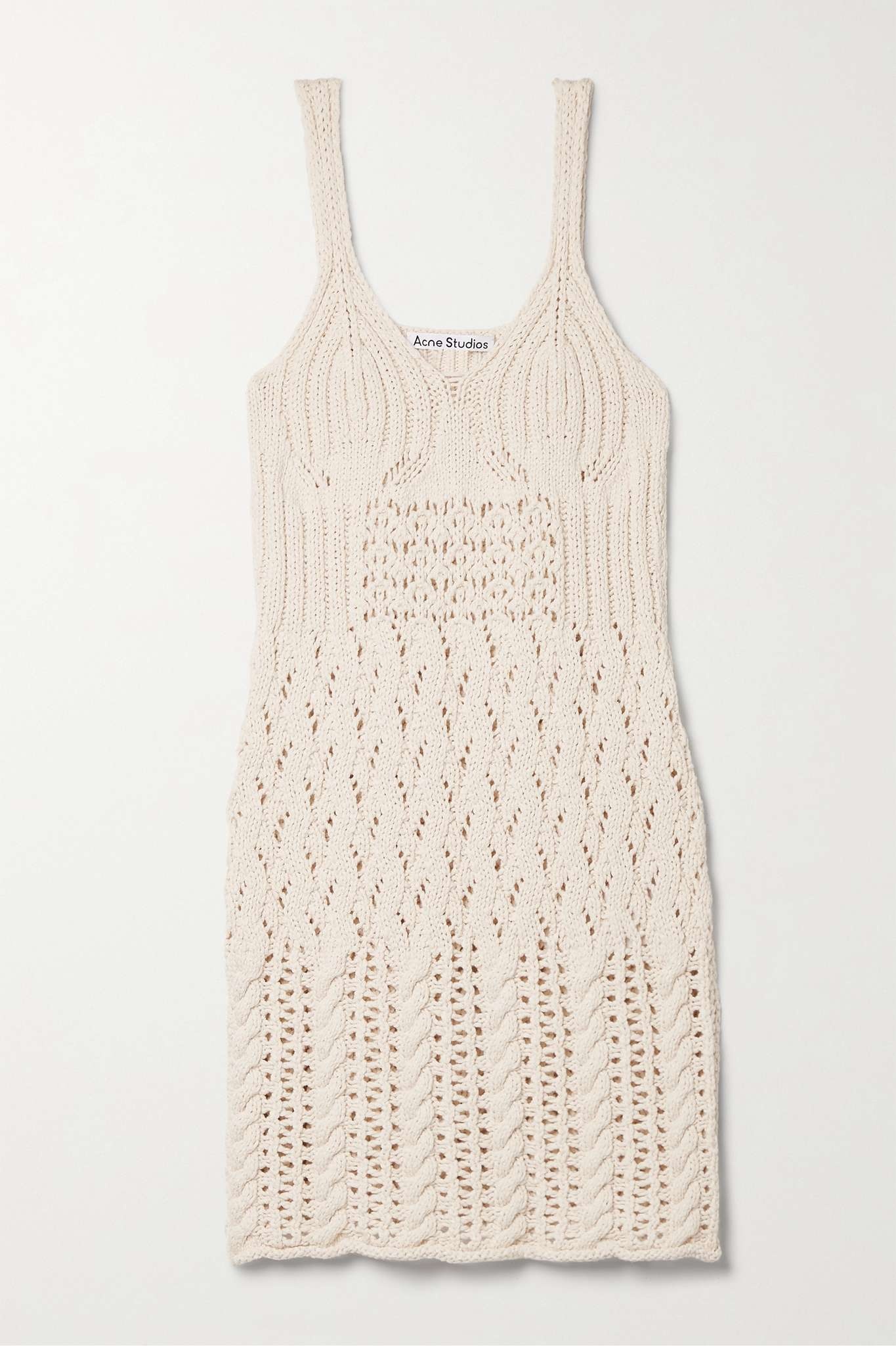 Pointelle-knit cotton mini dress - 1