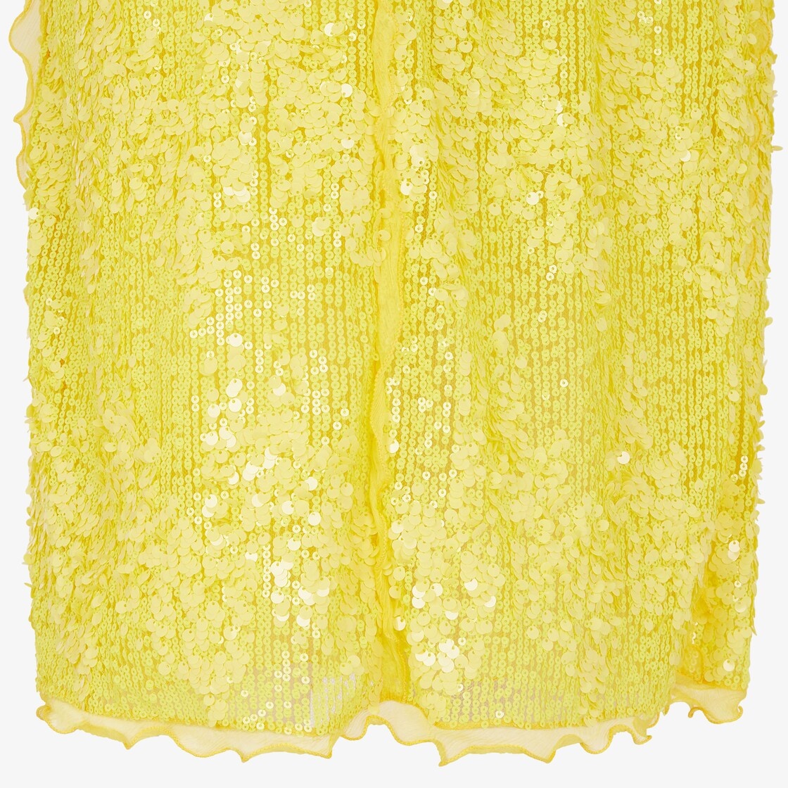Straight midi skirt with elastic fitted waist. Made of yellow silk chiffon, entirely covered with al - 3