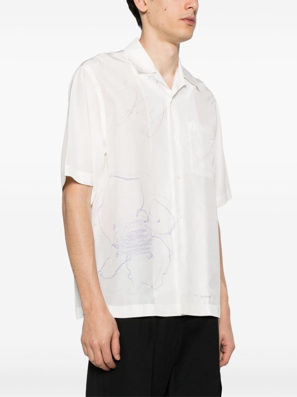 sketch-print short-sleeve shirt - 3