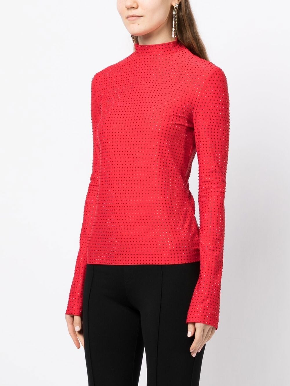 rhinestone-embellished long-sleeved top - 3