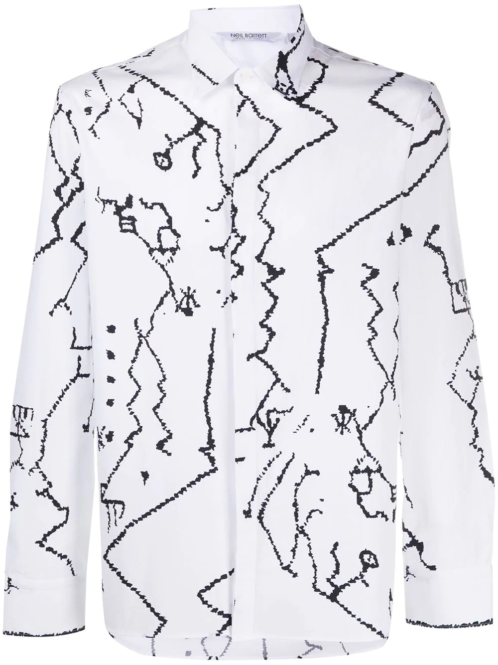 abstract print poplin shirt - 1