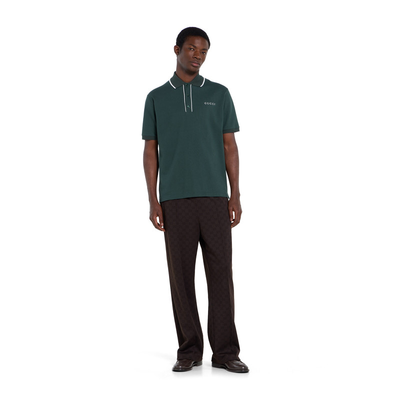 GUCCI Cotton piquet polo shirt with embroidery outlook