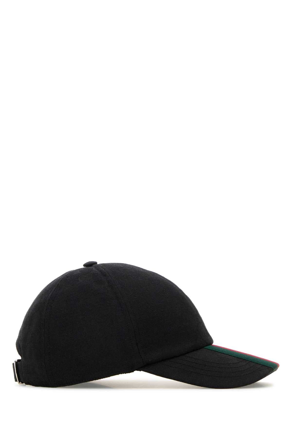 Gucci Men Black Gg Supreme Fabric Baseball Cap - 2