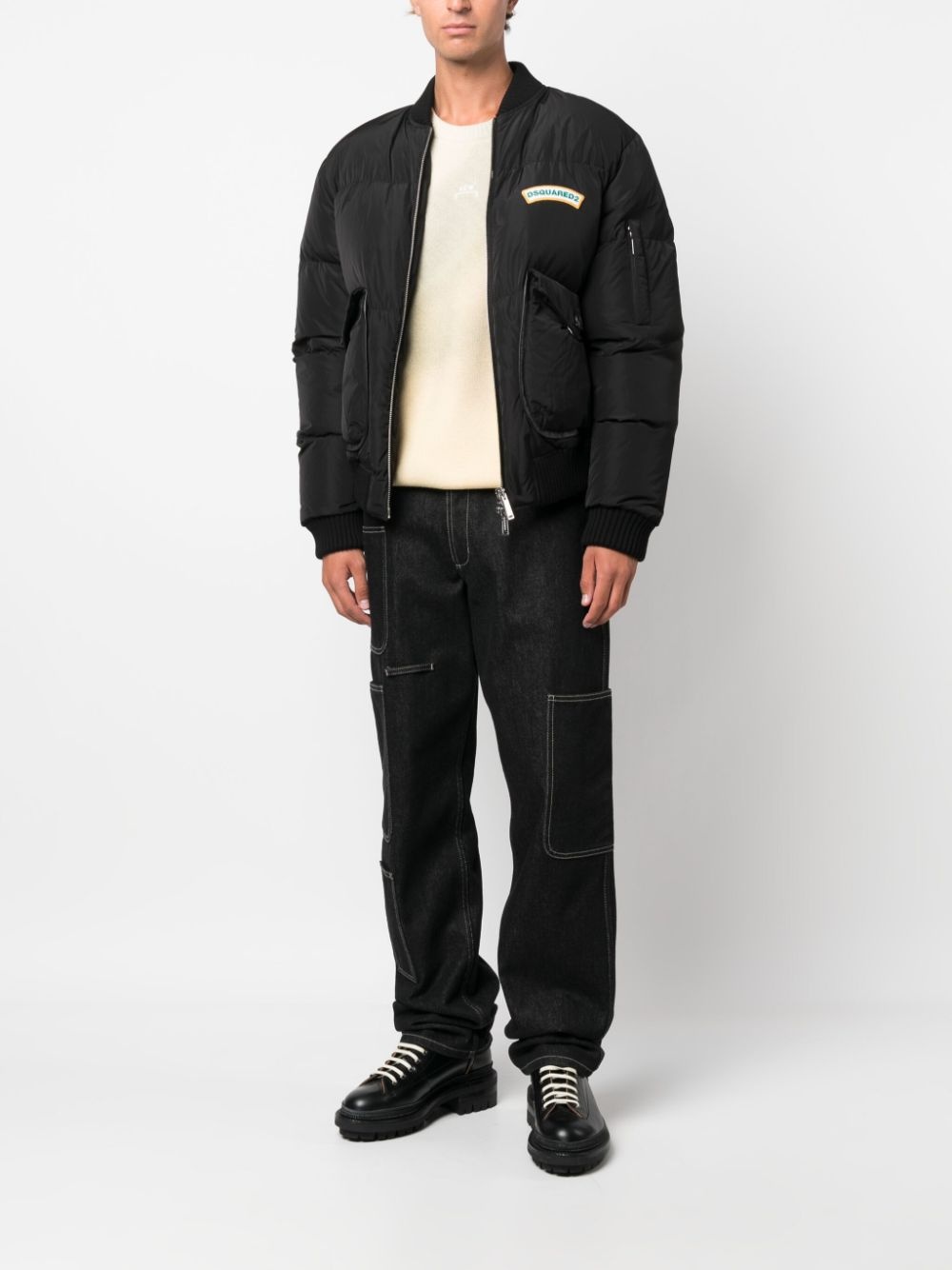 logo-print puffer bomber jacket - 2