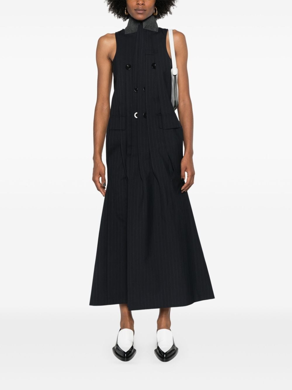 pinstriped pleated maxi dress - 2