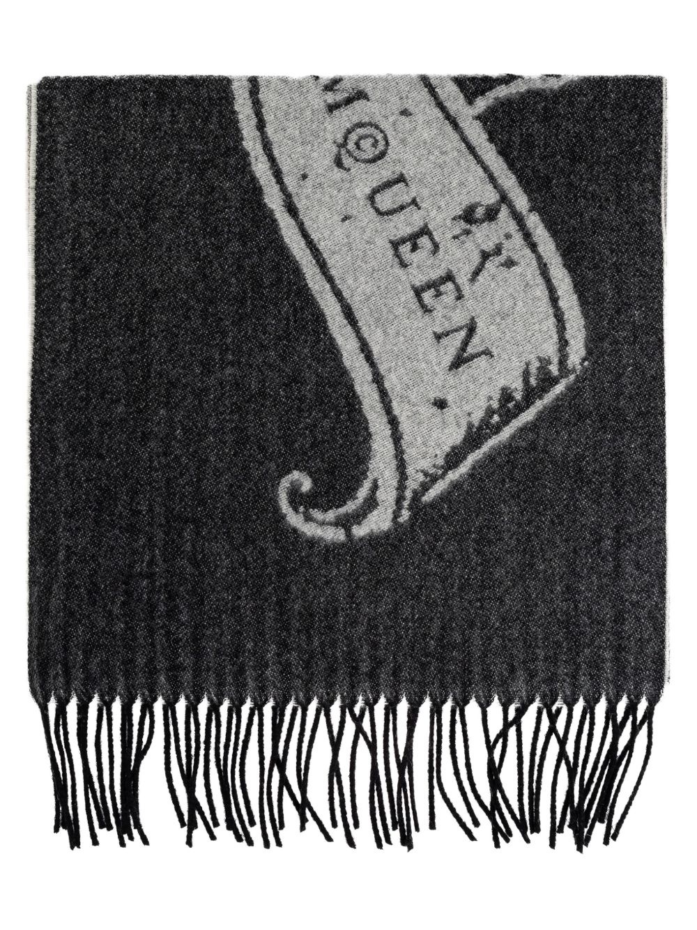 fringed logo-print scarf - 1