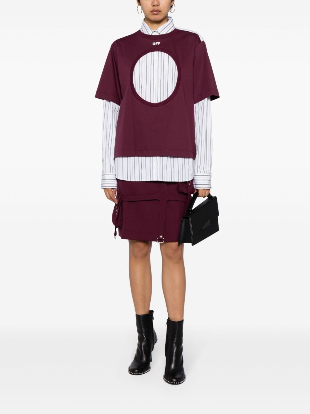 panelled striped shirt - 2