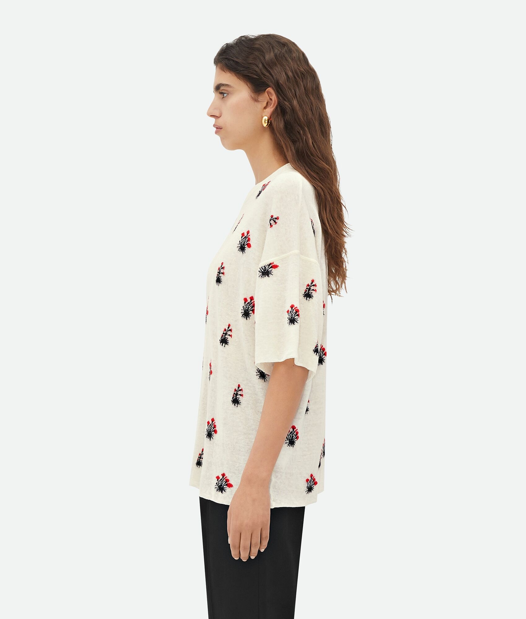 Linen Jacquard Flowers T-Shirt - 2