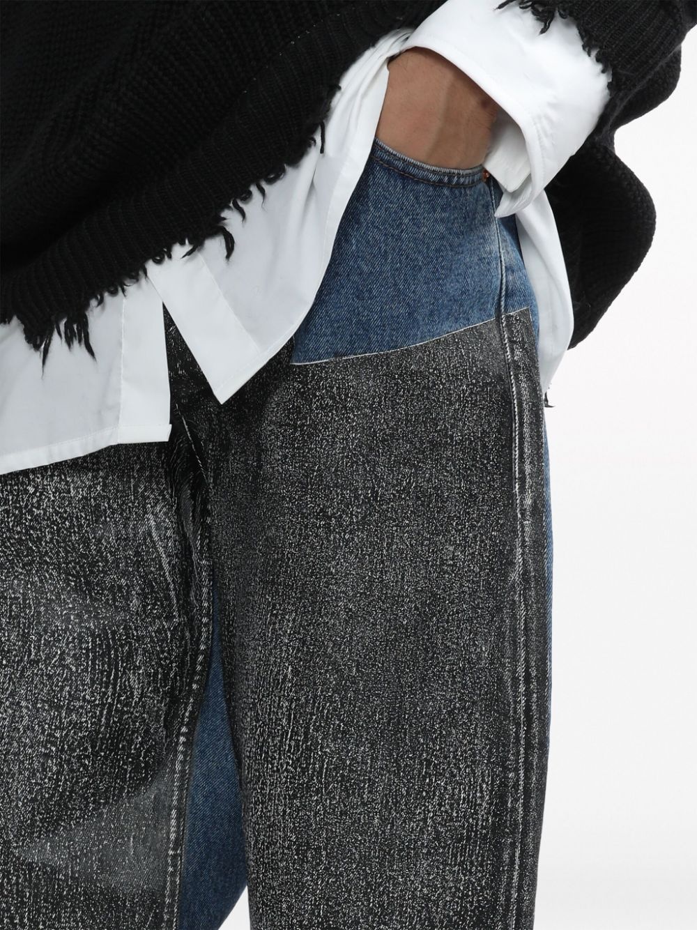 panelled mid-rise straight-leg jeans - 5