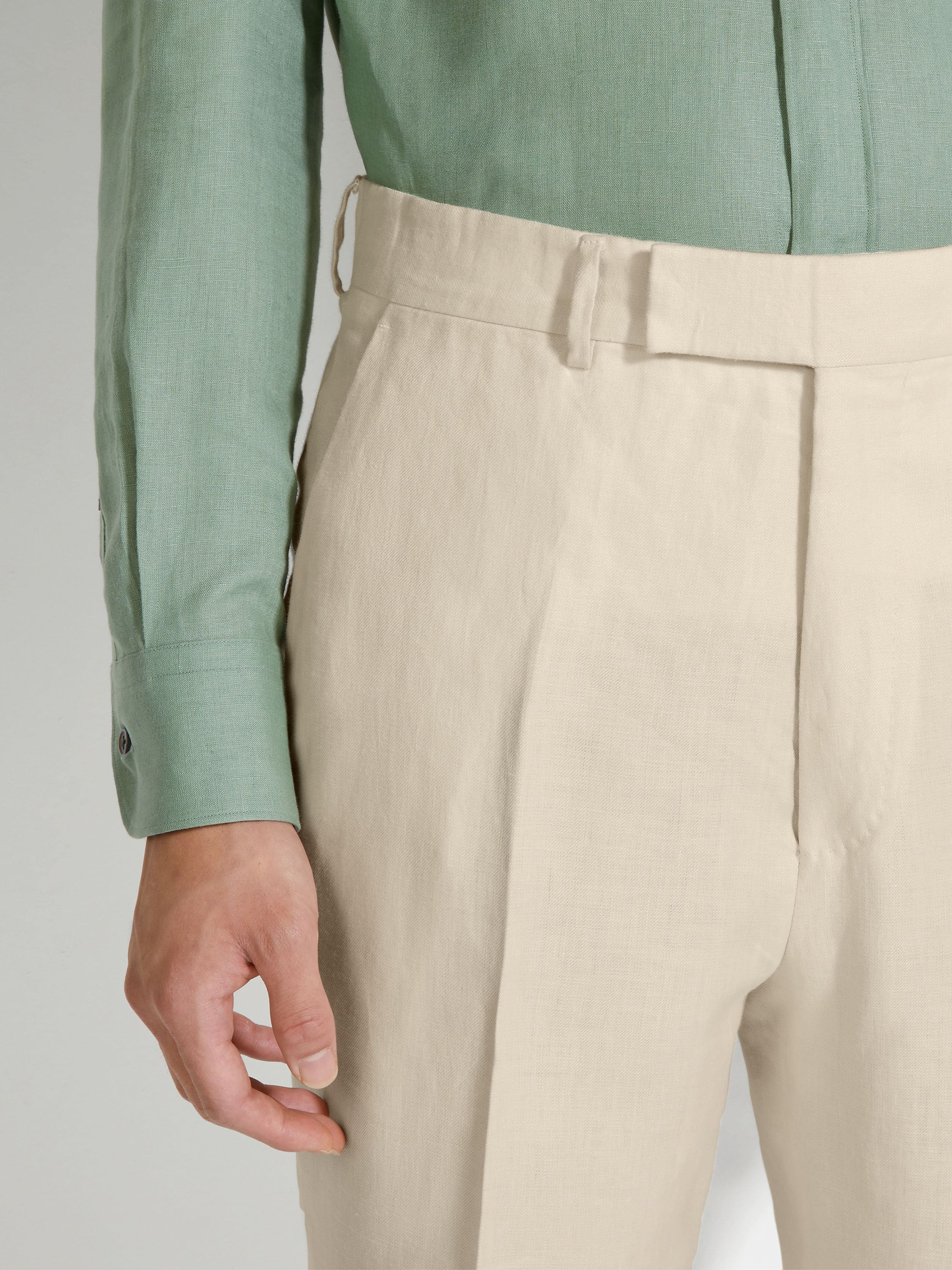 LIGHT BEIGE OASI LINO PANTS - 2