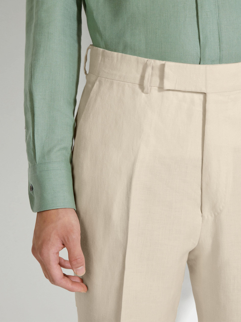 ZEGNA LIGHT BEIGE OASI LINO PANTS outlook