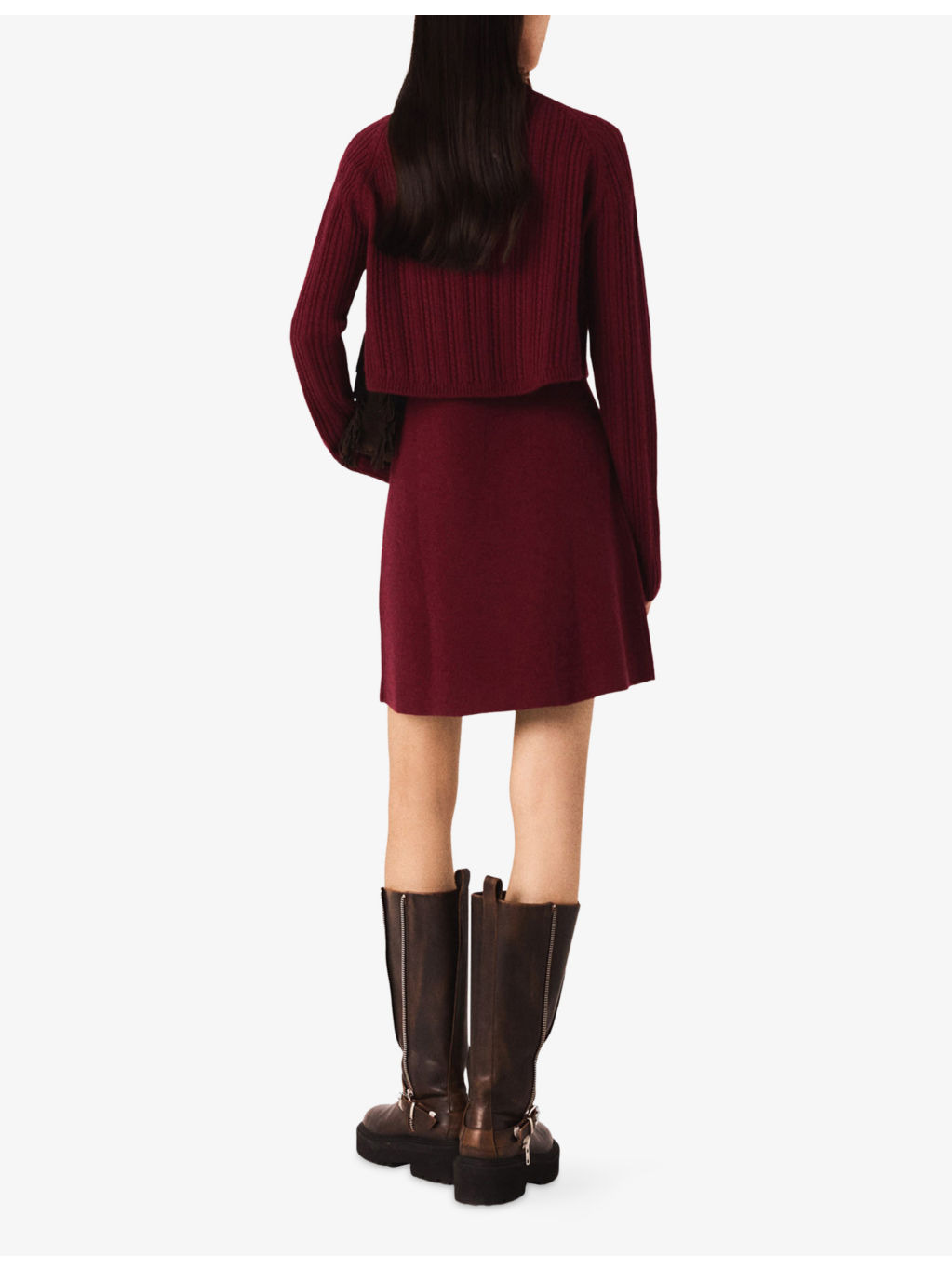 Removable Jumper Ribbed Wool-Blend Knitted Dress - 4