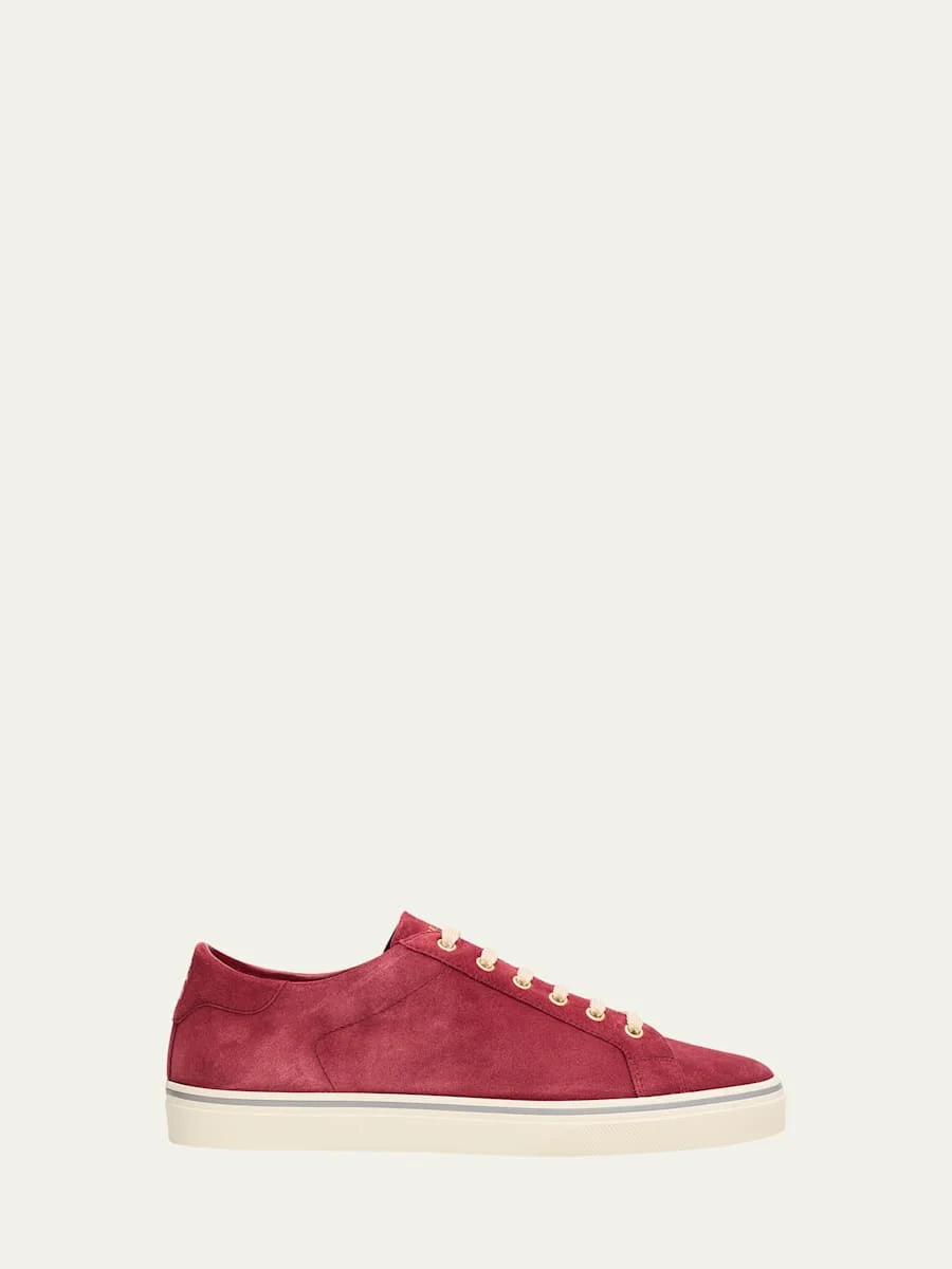 Men's Vulcanized-Sole Suede Low-Top Sneakers - 1