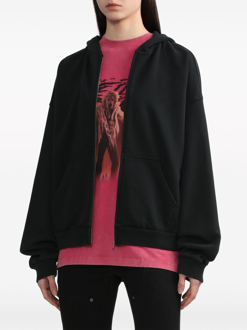 spiked zip-up hoodie - 3