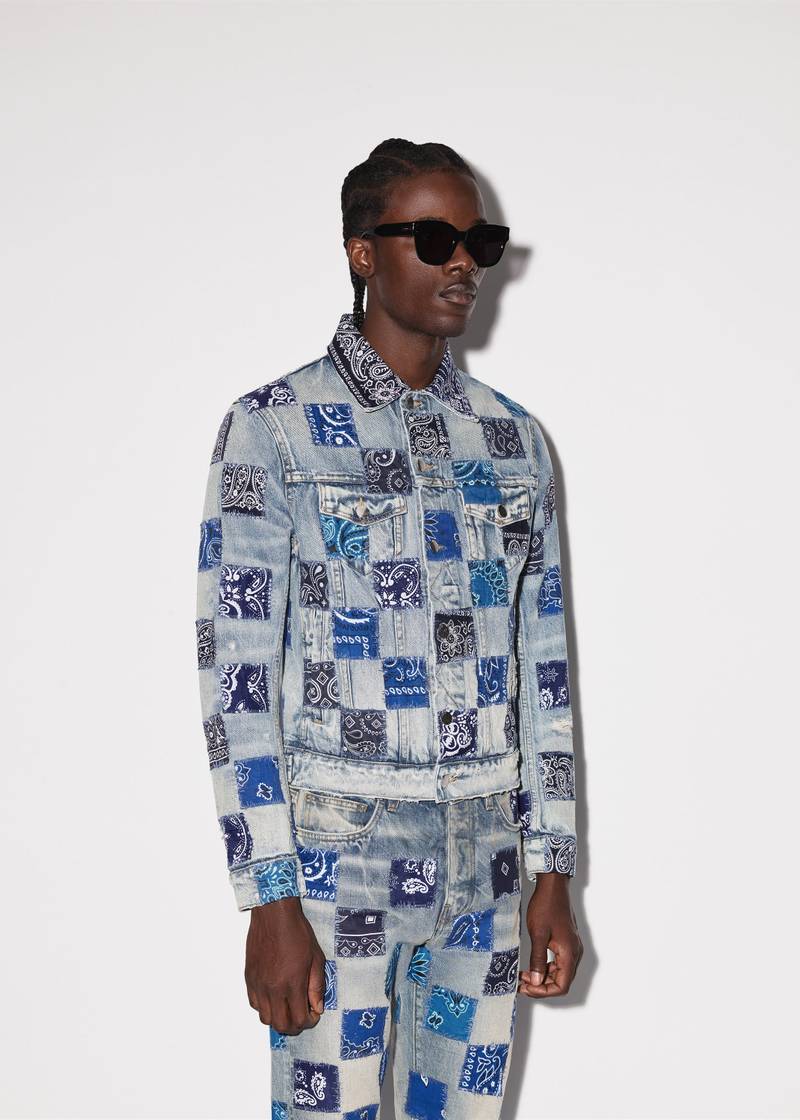 AMIRI BANDANA CHECK TRUCKER JACKET outlook