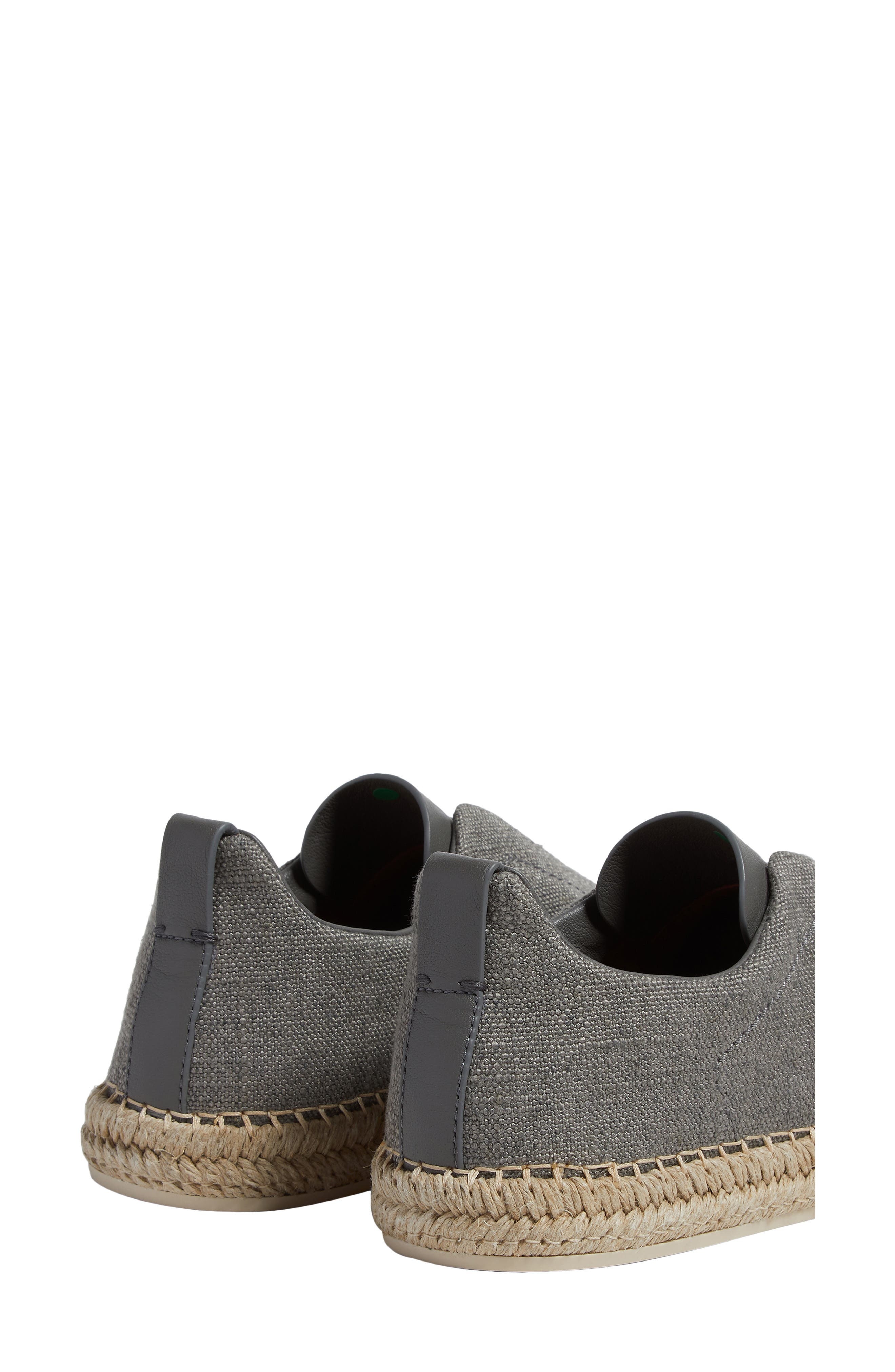 ZEGNA Triple Stitch™ Linen & Leather Espadrille Slip-On Sneaker in Grey Melange at Nordstrom - 2