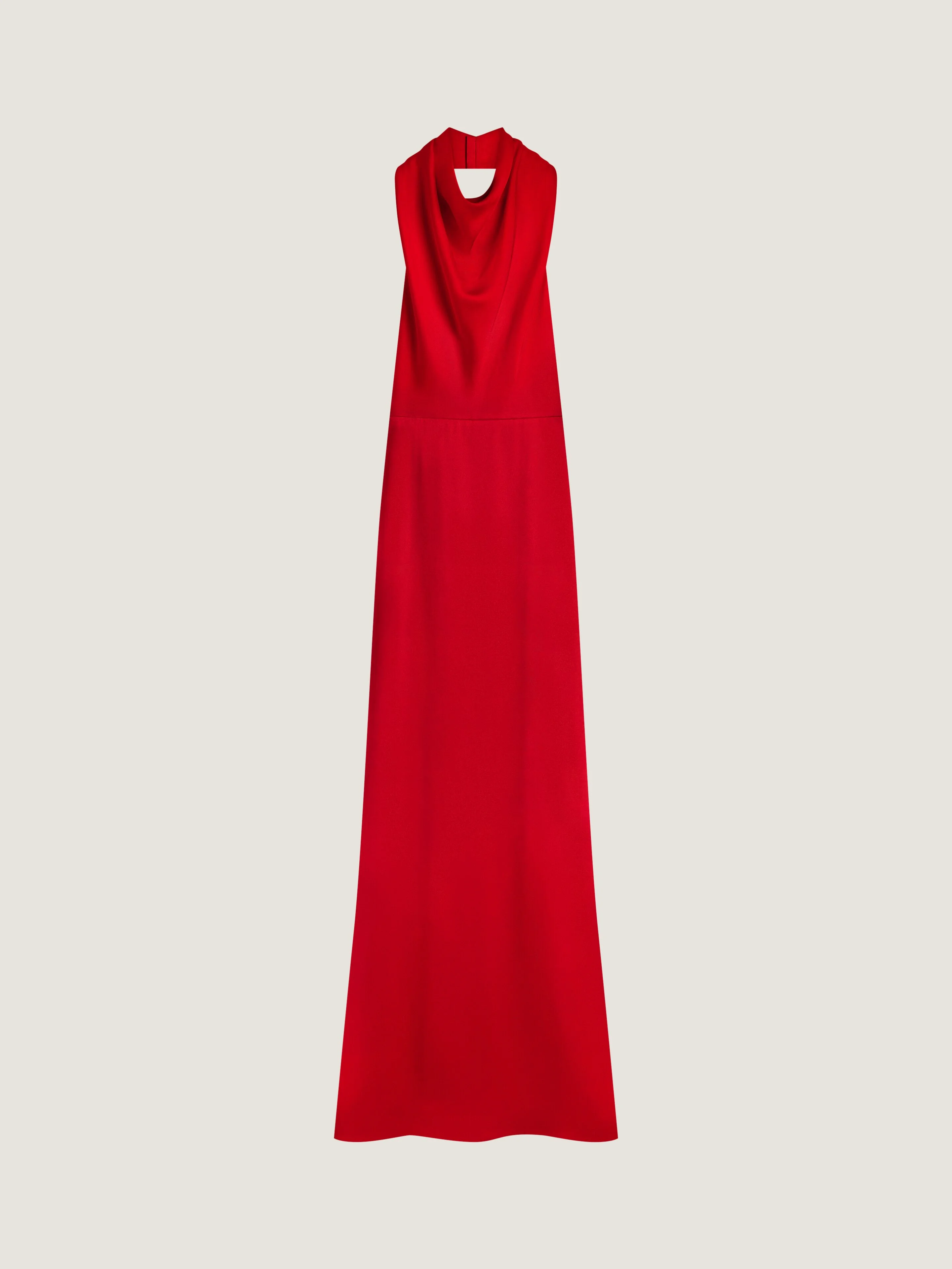 LONG DRAPED HALTERNECK DRESS IN SATIN CREPE - 1