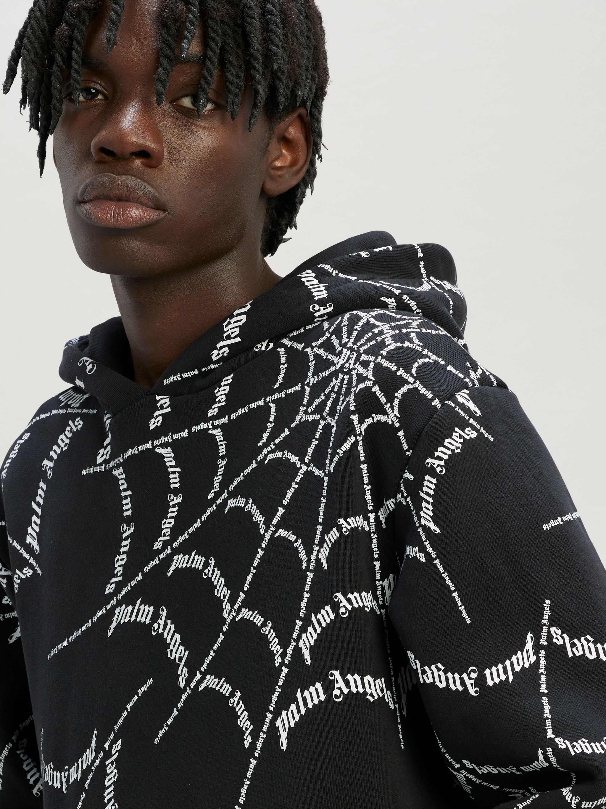 Palm Angels SPIDER WEB HOODIE - PMBB117F22FLE0071003 | REVERSIBLE
