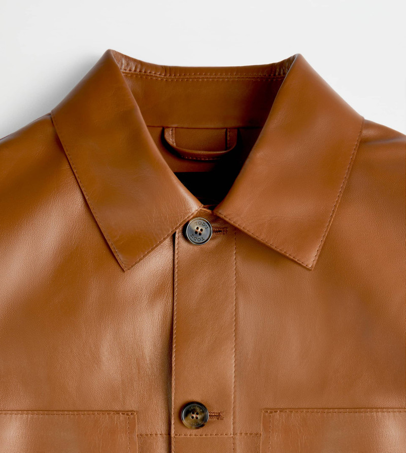 OVER SHIRT IN NAPPA LEATHER - BROWN 9
