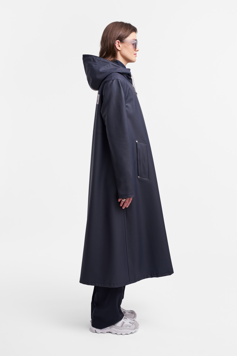 Mosebacke Long Print Raincoat Navy 3