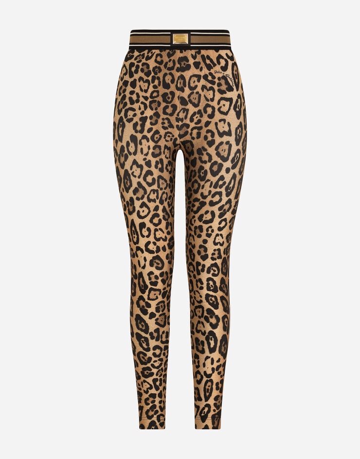Leopard-print spandex/jersey leggings - 1