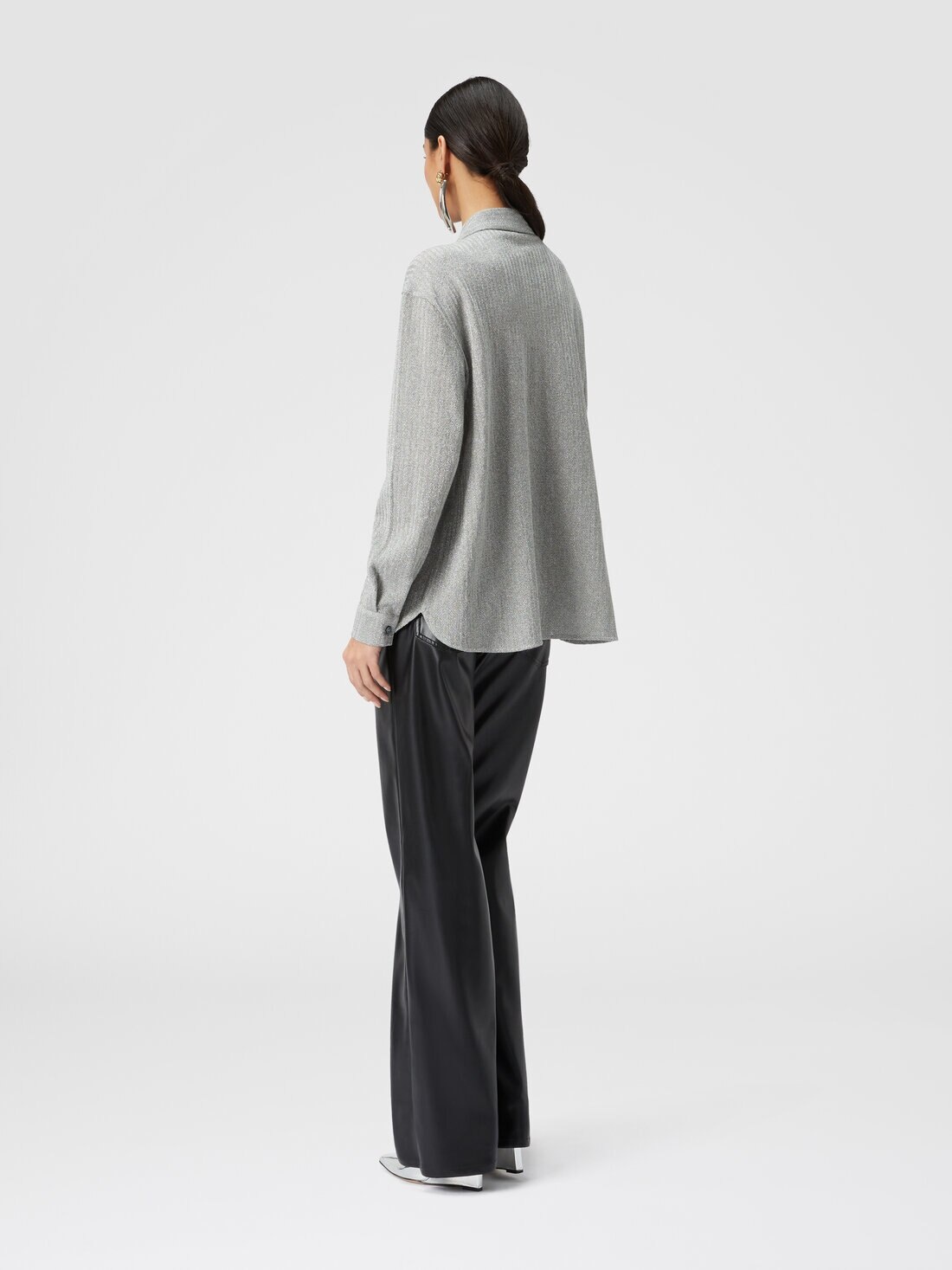 Cotton and viscose lamé oversized shirt - 3