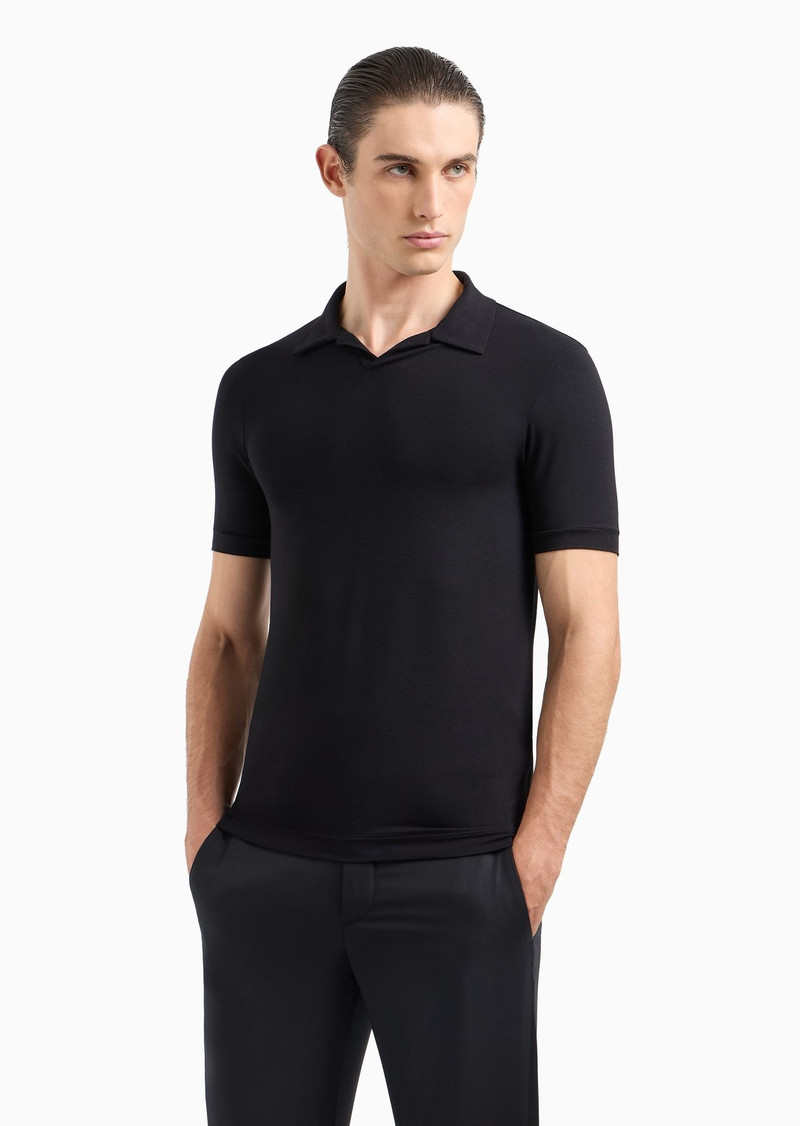 Stretch viscose jersey short-sleeved polo shirt 2