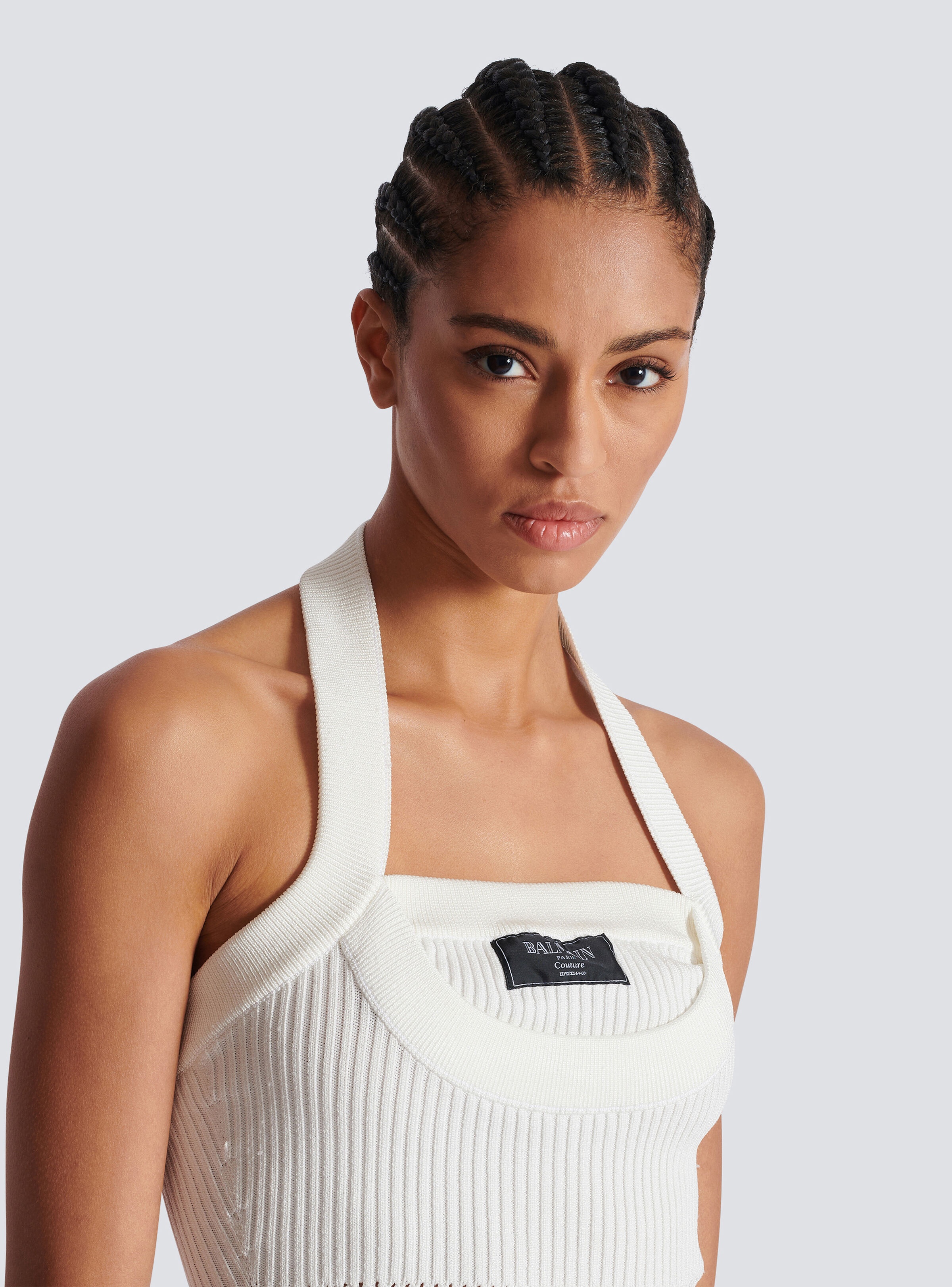 Ribbed knit halterneck top - 7
