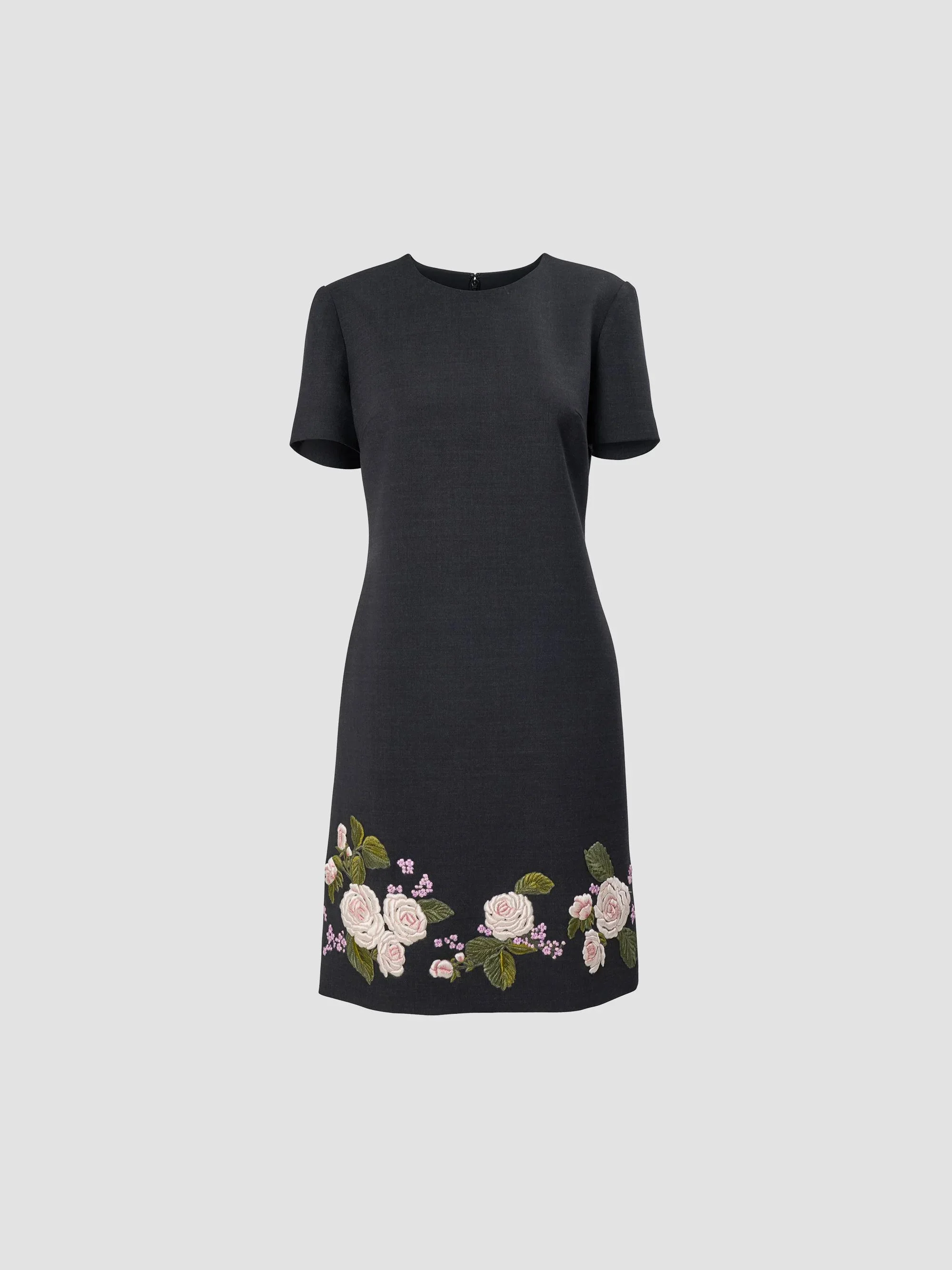 Women's Chalet Floral-Embroidered Short-Sleeve Mini Dress - Charcoal Grey - 1