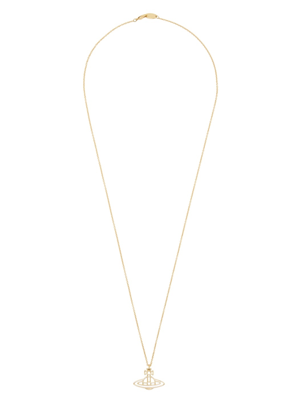 Gold Thin Lines Flat Orb Necklace - 1