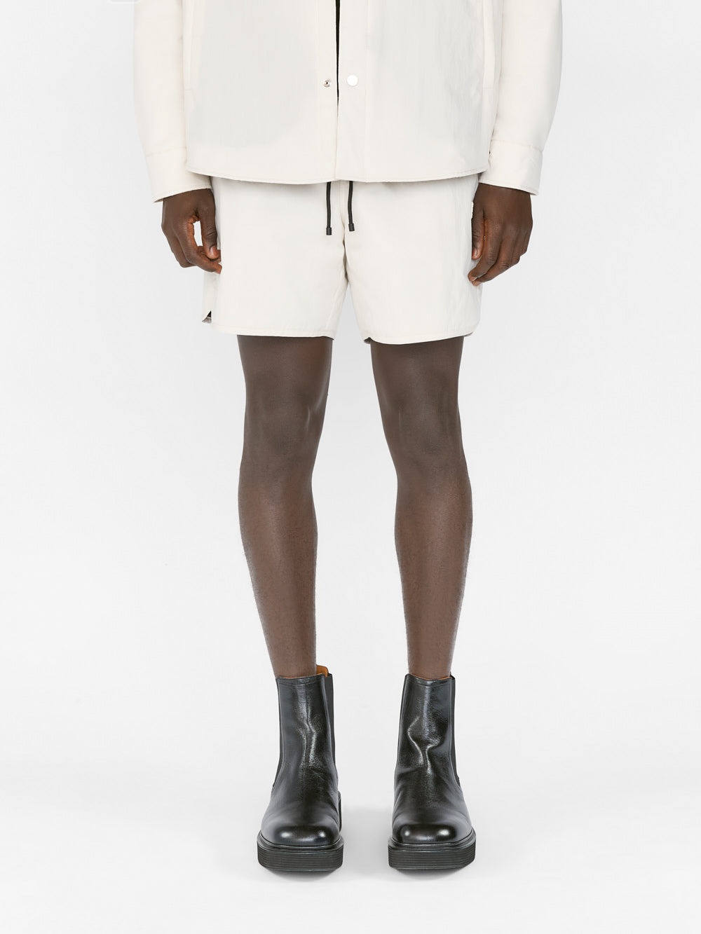 Padded Tech Short in White Beige - 3