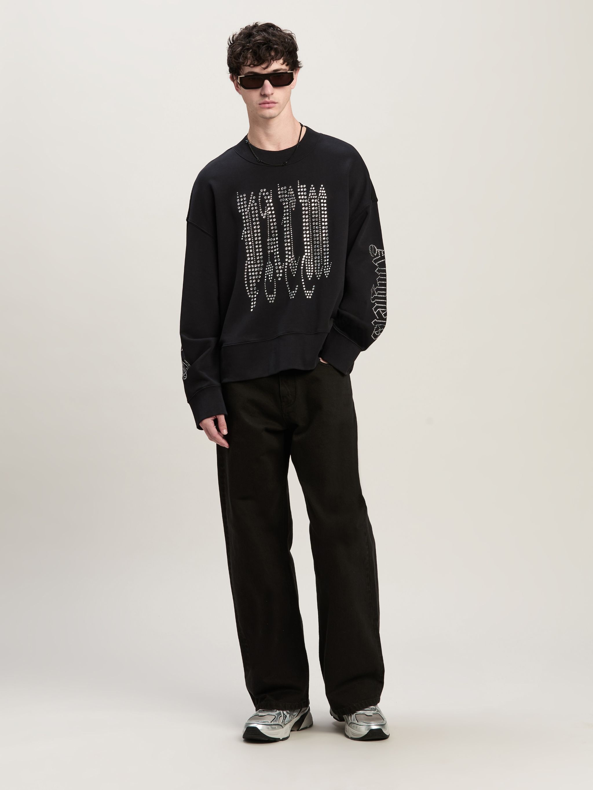 New Gothic Studded Crew - Black/Silver – Feature