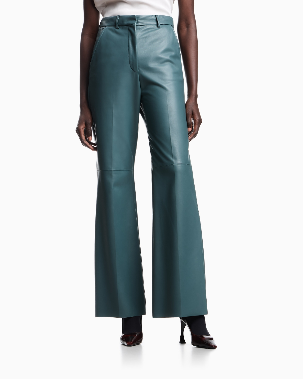 GLOVE-QUALITY LAMBSKIN NAPPA LEATHER PALAZZO TROUSERS - 4