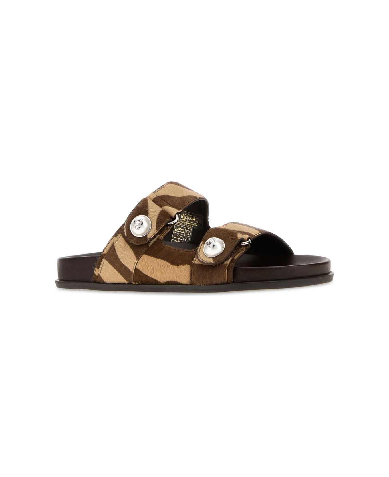 Printed Calf Hair Fayence Slippers - 2