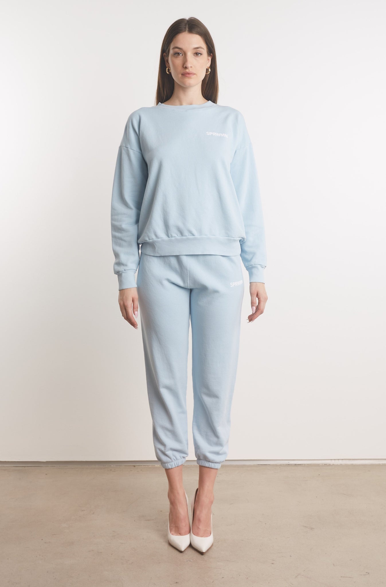 BABY BLUE COTTON TINY LOGO SWEATSHIRT - 1