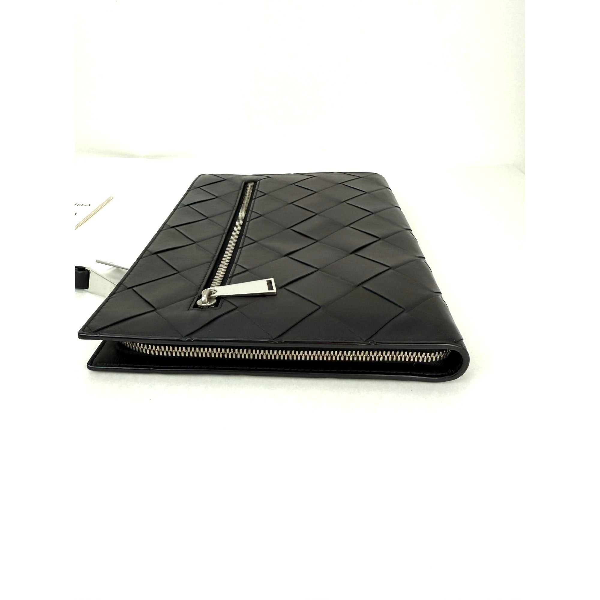 Bottega Veneta Black Leather Maxi Intreciato Document Case Wristlet Clutch Bag - 12