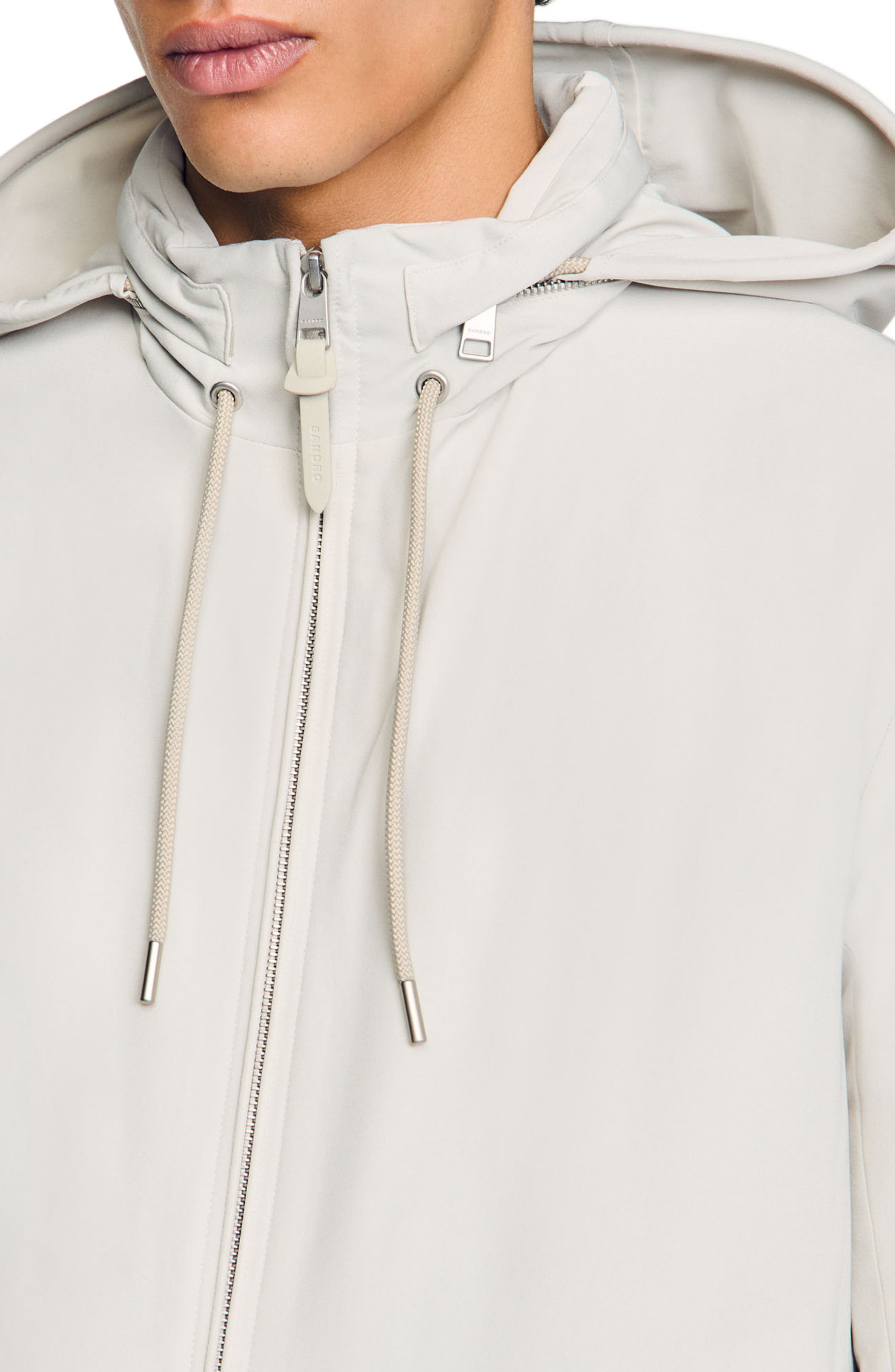 SANDRO Zip-up hooded jacket in Aluminum at Nordstrom - 4