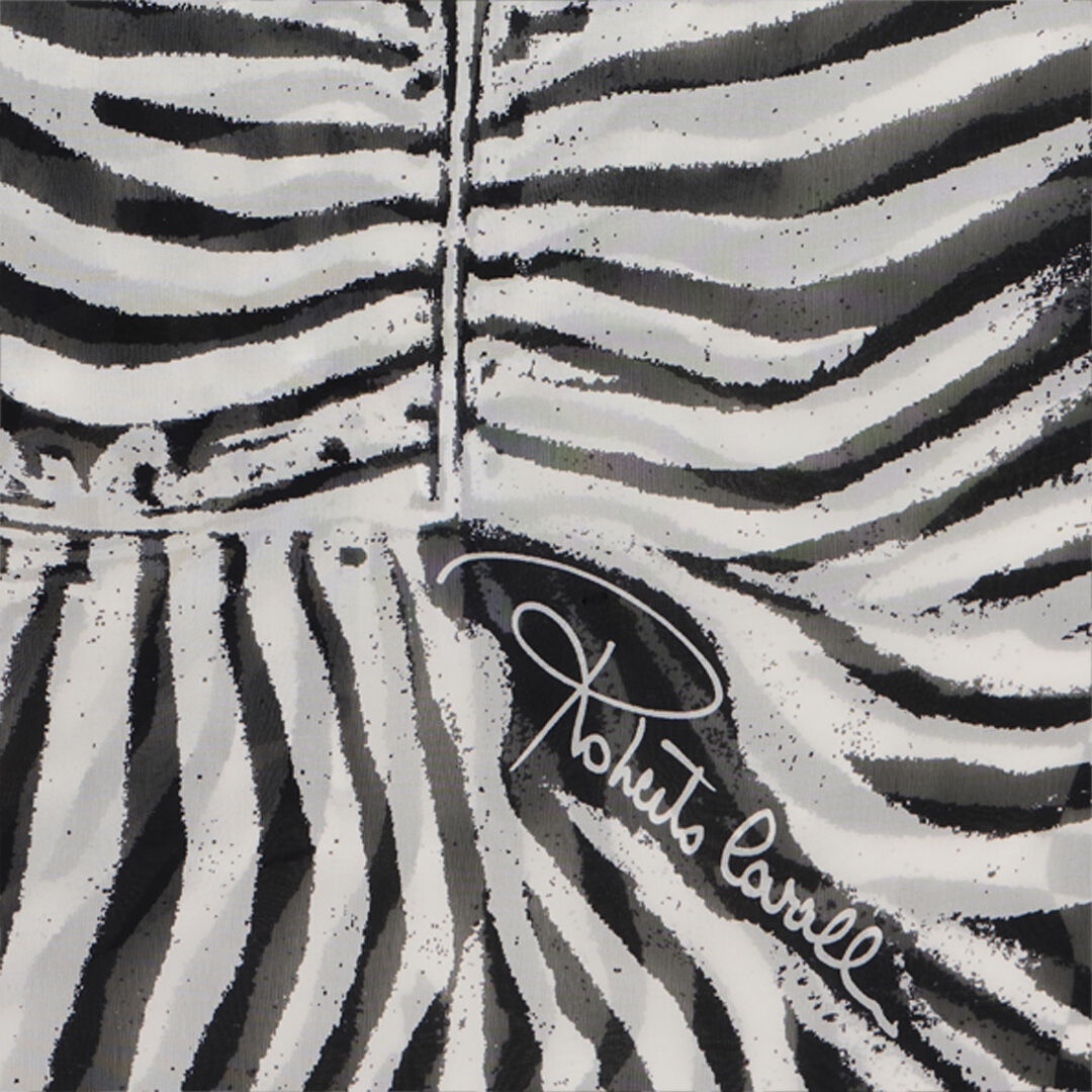 Silk Scarf With White Tigress Print - 2